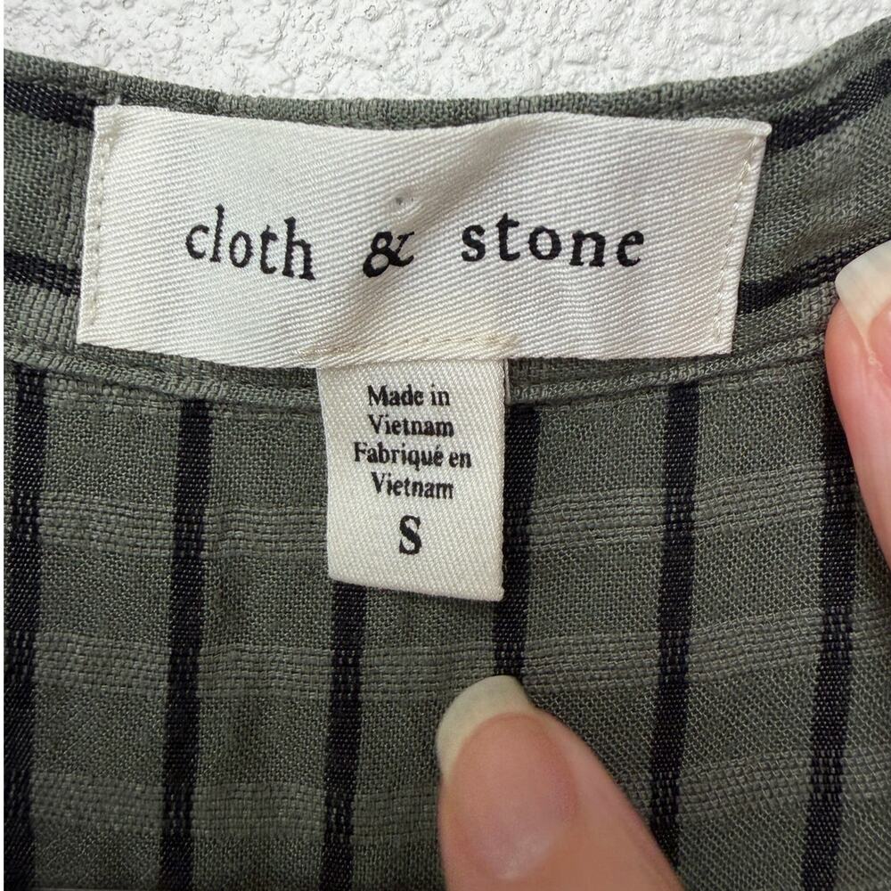 Cloth and Stone Green Plaid Puff Sleeve Linen Buttondown Women's US S - Picture 7 of 13